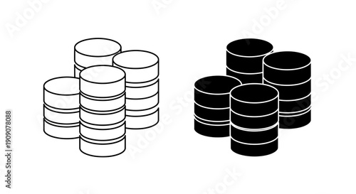 Database Server Icon Set – Data Storage Backup Stack Symbols