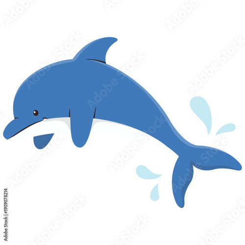 Illustration of Adorable Dolphin Performing. Vector Cartoon Character 
