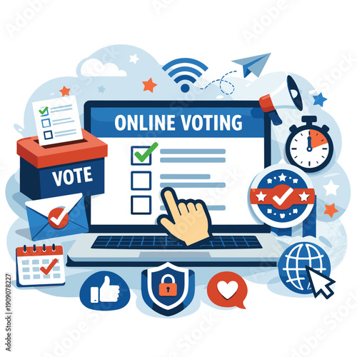 Online Voting System Infographic with Key Features