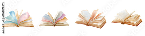 Wallpaper Mural Set of Beautiful Watercolor Open Book Illustrations Torontodigital.ca