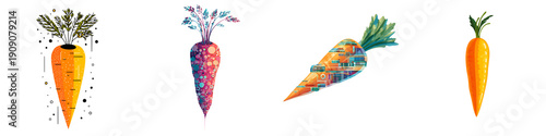 Wallpaper Mural Abstract Carrot Art Collection on White Background Torontodigital.ca