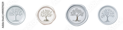 Wallpaper Mural Silver Wax Seal Collection with Tree Symbol Torontodigital.ca