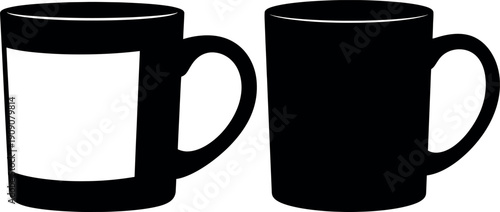 Ceramic coffee mug silhouette set for kitchenware and branding
