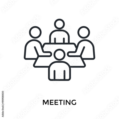 Meeting Icon Outline Style. Vector Illustration For Graphic Design
