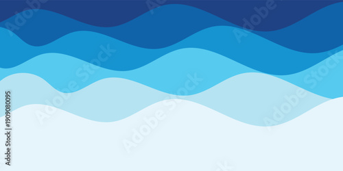 Sea waves layered vector background illustration and sea beach