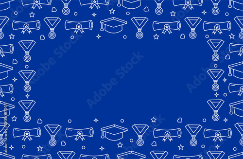 Attributes graduation frame background. Seamless attributes graduation frame design. Doodle attributes graduation frame background.