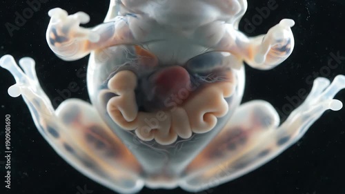 Glass Frog Showing Transparent Skin and Internal Organs