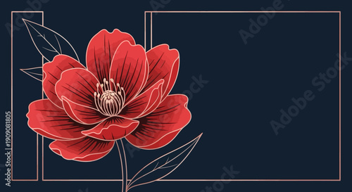 Elegant floral design with bold red flower on dark background for stylish decor