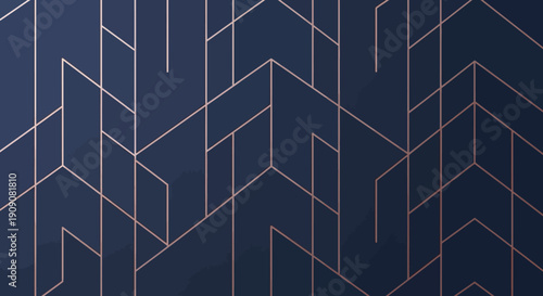 Elegant geometric pattern with rose gold lines on dark background