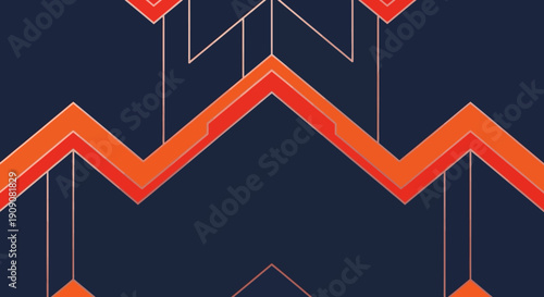 Geometric chevron pattern with orange and dark blue art deco style