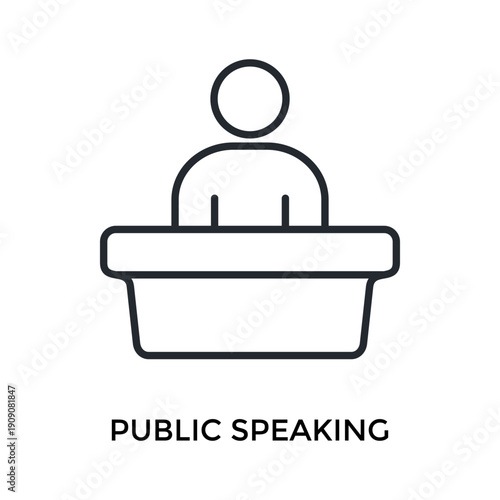 Public Speaking Icon Outline Style. Vector Illustration For Graphic Design