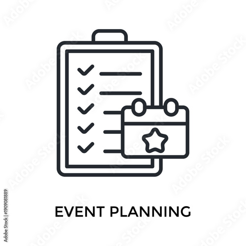 Event Planning Icon Outline Style. Vector Illustration For Graphic Design