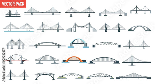 Collection of Various Bridge Designs Vector Pack