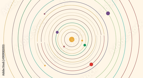 Cosmic Orbit Diagram: Colorful Planets in Solar System Model