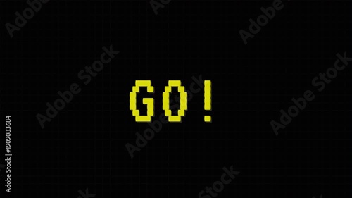 Retro video game race countdown start screen