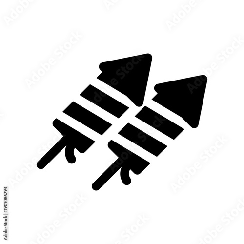 Minimalist Silhouette Icon of Fireworks Rocket Launchers for Celebrations