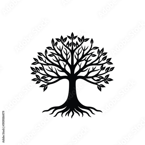Silhouette Tree of Life Vector on White Background