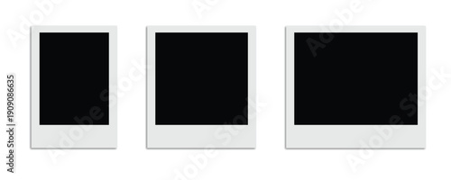 Empty white photo frame. Realistic photo card frame mockup set. Clean vector design for stock usage.