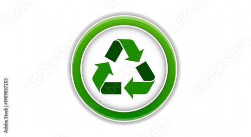Green recycling symbol icon with circular arrows in a clean eco friendly design concept for sustainability and environmental awareness