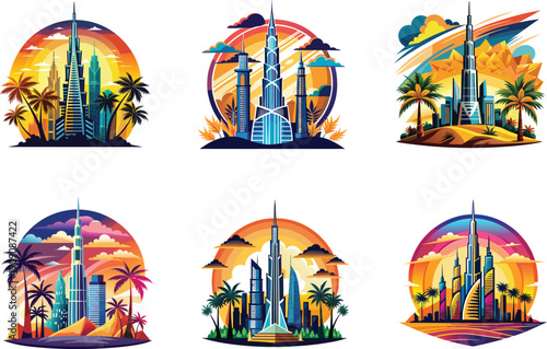 dubai skyline, burj khalifa vector, dubai cityscape, uae skyline, dubai landmark, emirates vector, middle east skyline, dubai illustration, city skyline vector, modern cityscape, skyscraper vector, bu