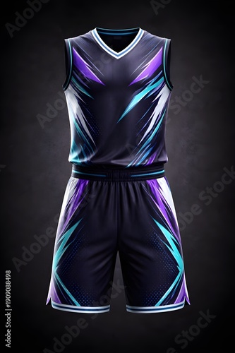 Front and Back View of Premium Basketball Kit with Contemporary Sublimation Print
