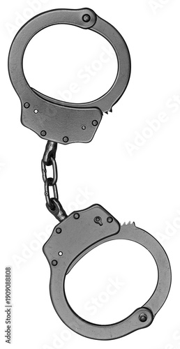 Black metal handcuffs isolated