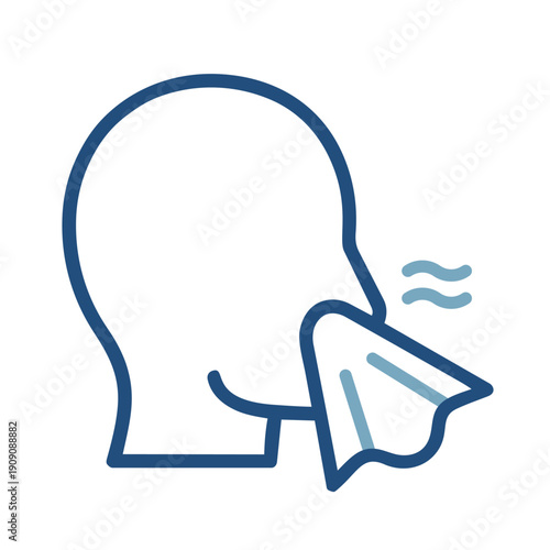 Cough Symptom Respiratory Medical Icon Flat medical line icon of coughing person with respiratory symptom indication