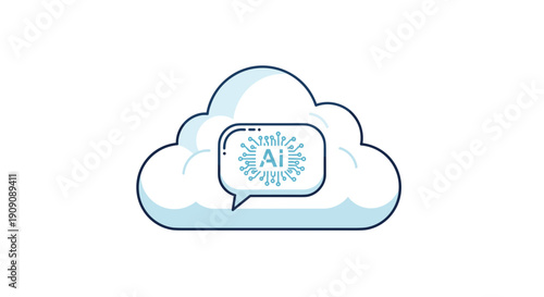 Cloud Computing Artificial Intelligence Concept Illustration.