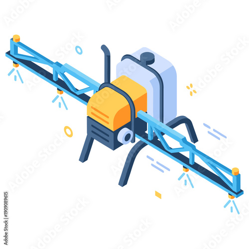 Futuristic agricultural drone spraying technology in farming. No editable stroke