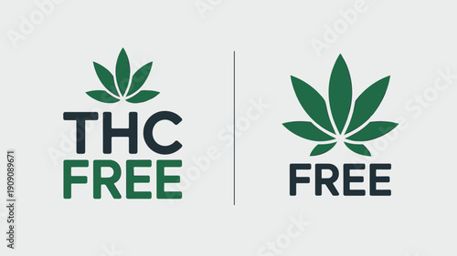 THC Free logo graphic illustration for cannabis industry products safe natural hemp extract laboratory tested assurance symbol for consumer wellness brands and medicinal applications no psychoactive c