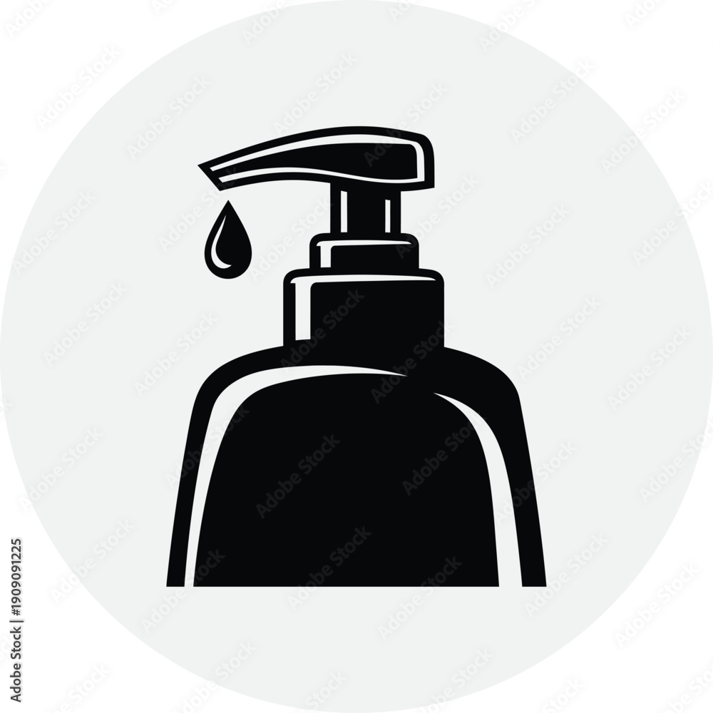 Obraz premium Black and white dispenser bottle icon with drop