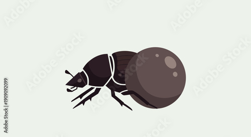 Dung Beetle Rolling Ball Insect Illustration