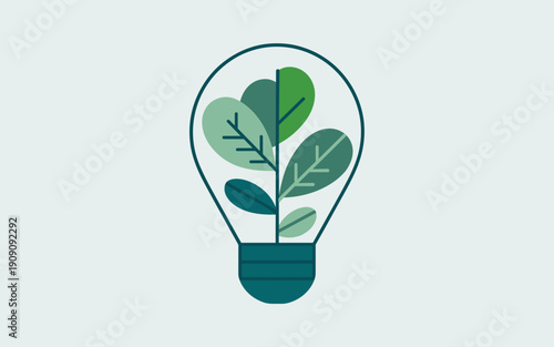 Green plant growing inside light bulb symbolizing ecological innovation sustainable energy and environmental protection concept for renewable resources conservation and eco friendly ideas abstract ill