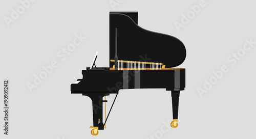 Elegant Grand Piano Illustration on Gray Background