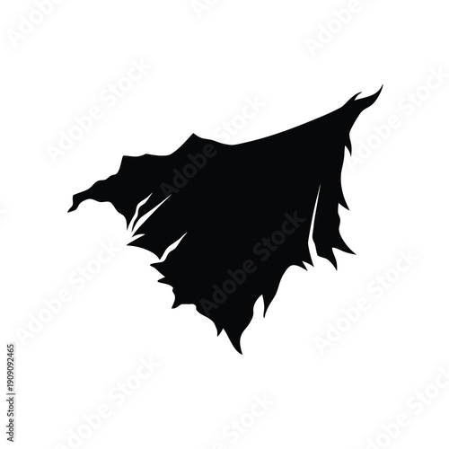 Torn fabric silhouette isolated on white background, symbol of damage or separation