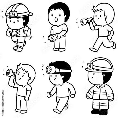 vector set of man using torch