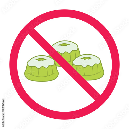 No traditional snack sign, no putu ayu cake sign, larangan kue basah atau jajanan pasar, vector illustration