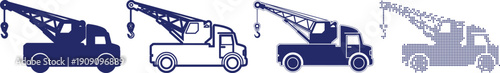 Crane truck, construction vehicle, heavy machinery, industrial equipment, transport, engineering, logistics, vector illustration