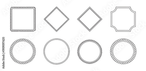 Circular and square decorative line borders collection vector minimalist ornate frame shapes