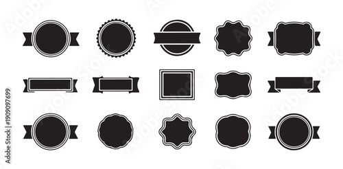 Collection of blank shapes badges banners labels stamps and tags for design