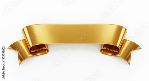Elegant golden banner ribbon, perfect for adding a touch of luxury to awards, certificates, and promotional designs.