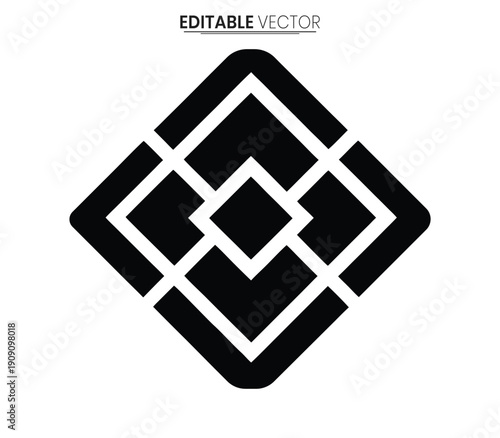 Geometric design featuring nested squares and lines creating a modern abstract silhouette