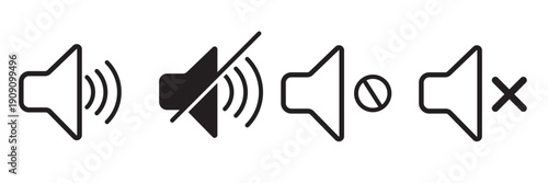 Sound control simplicity with mute options for your project sounds, volume up and down icons in a clean, modern style for apps and websites.