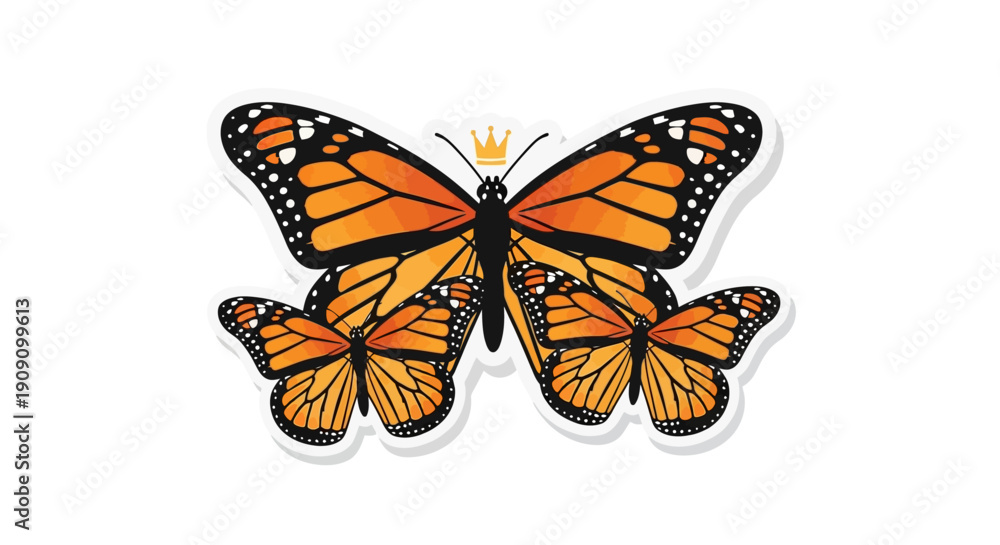 Obraz premium Monarch Butterfly Family Crowned Symbol of Nature's Beauty and Royalty