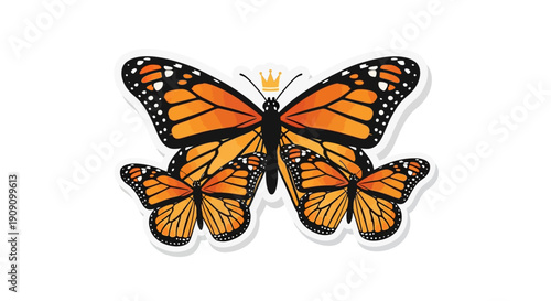 Monarch Butterfly Family Crowned Symbol of Nature's Beauty and Royalty