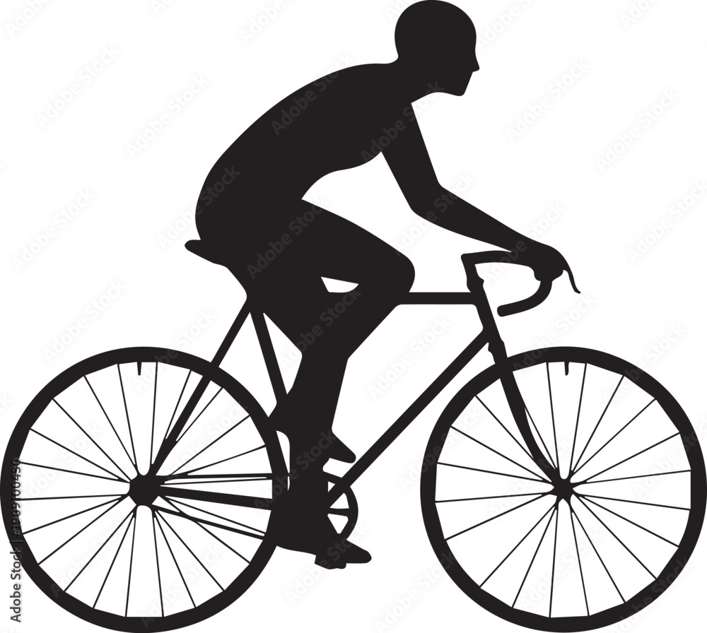 Obraz premium Classic Vintage Bicycle Rider Silhouettes Minimalist Commuter Icon