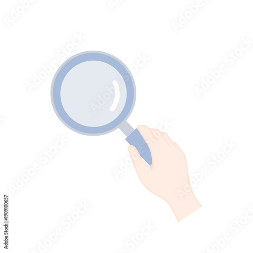 手に持った虫眼鏡のベクターアイコン（シンプル･フラットデザイン）