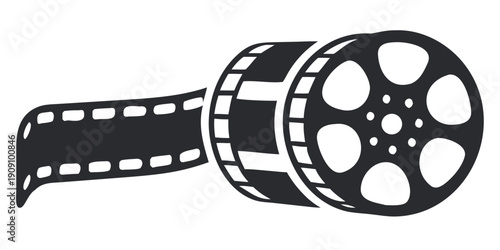 Cinema Film Reel and Strip Silhouette Icon