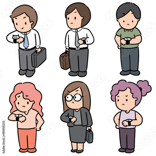 vector set of people waiting