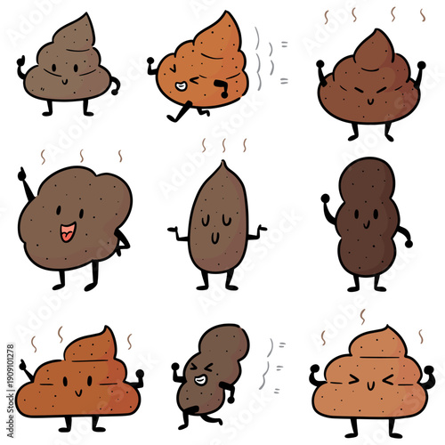 vector set of poop cartoon